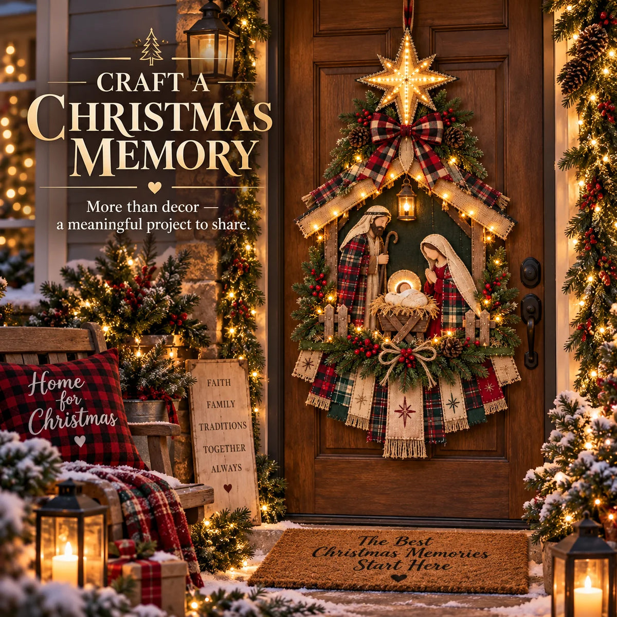 DIY Lighted Christmas Nativity Scene Door Hanging Kit π