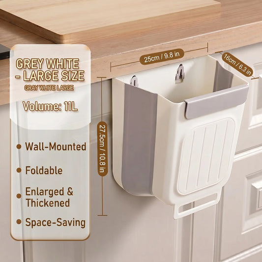 Foldable Hanging Kitchen Trash Can for Cabinet Doors