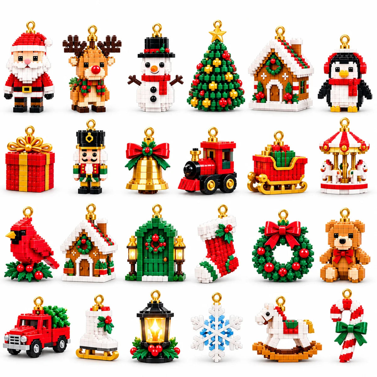 🎄24-Day Mini Christmas Brick Ornament Advent Calendar | 24 Unique Buildable Holiday Ornaments to Create, Hang & Keep 🧱